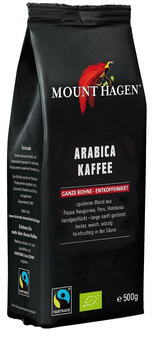 KAWA ZIARNISTA BEZKOFEINOWA ARABICA 100 % FAIR TRADE BIO 500 g - MOUNT HAGEN